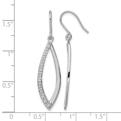 Sterling Silver Rhodium Diam. Dangle Earrings