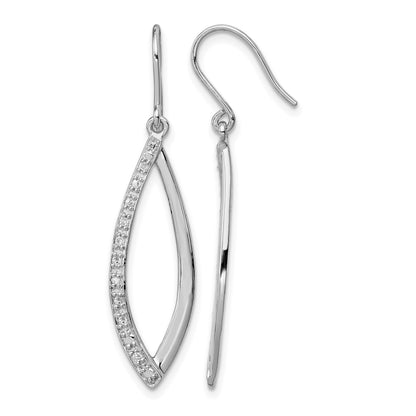 Sterling Silver Rhodium Diam. Dangle Earrings
