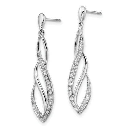 Sterling Silver Rhodium Diam. Dangle Post Earrings