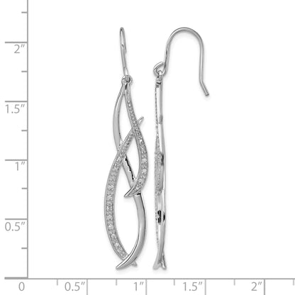 Sterling Silver Rhodium Diam. Dangle Earrings