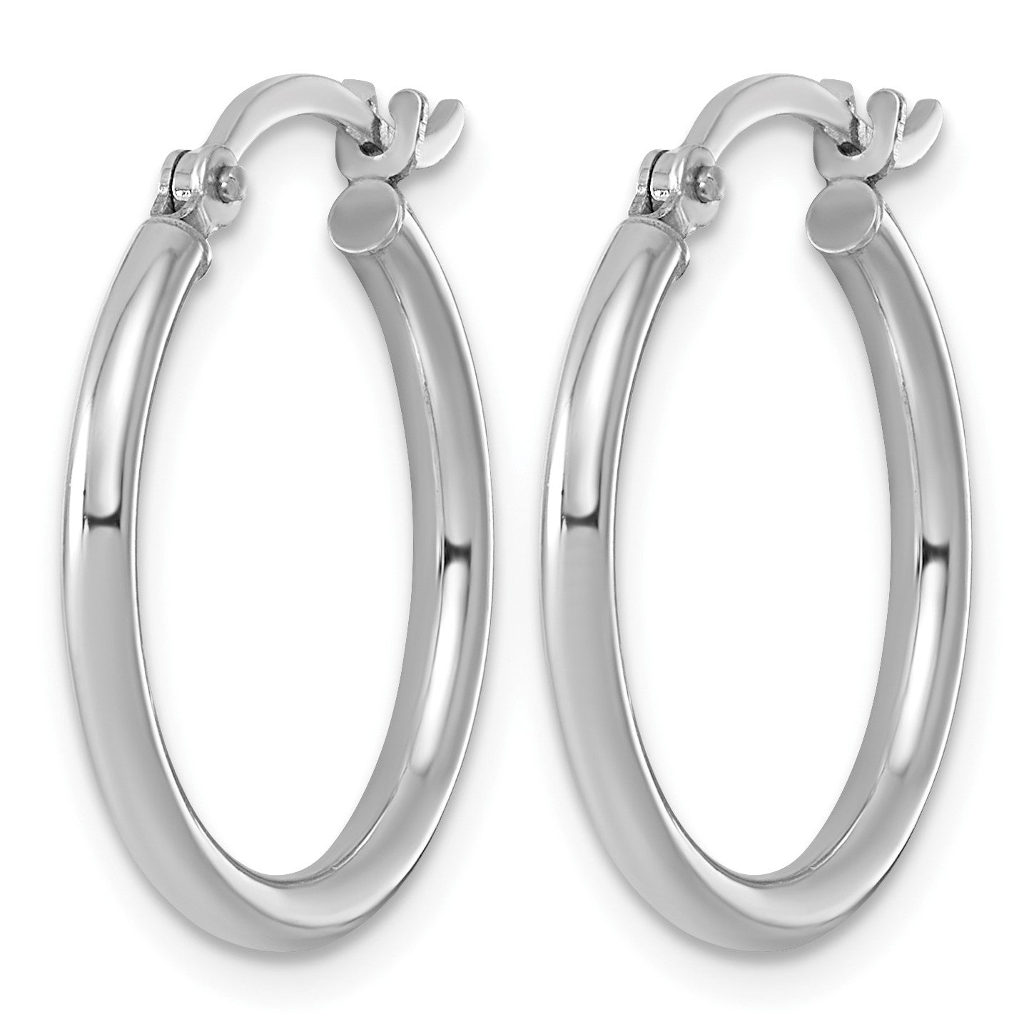 Sterling Silver Rhodium-plated 2mm Round Hoop Earrings