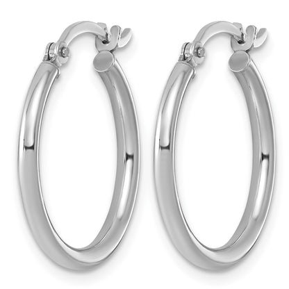 Sterling Silver Rhodium-plated 2mm Round Hoop Earrings