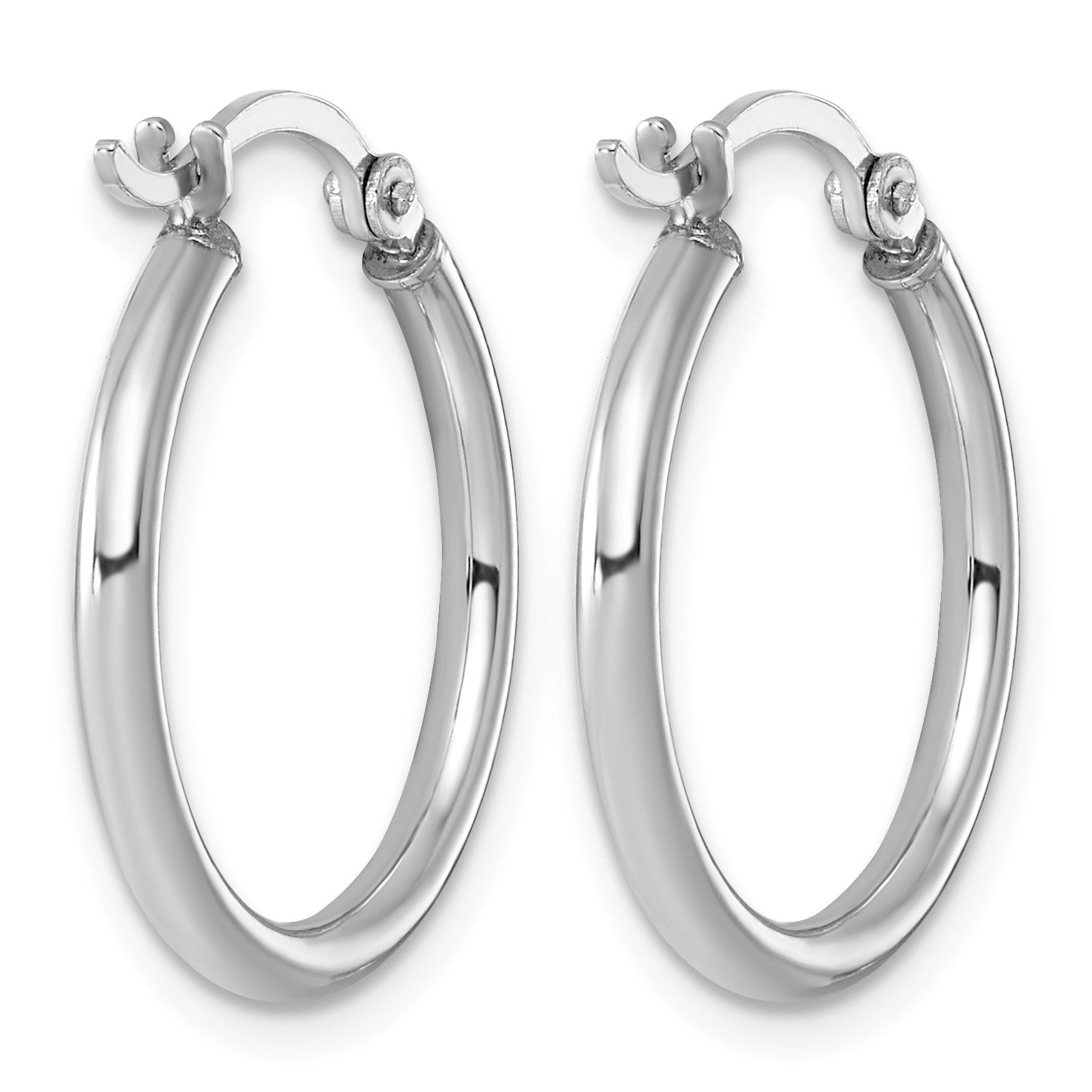 Sterling Silver Rhodium-plated 2mm Round Hoop Earrings