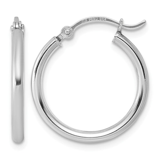 Sterling Silver Rhodium-plated 2mm Round Hoop Earrings