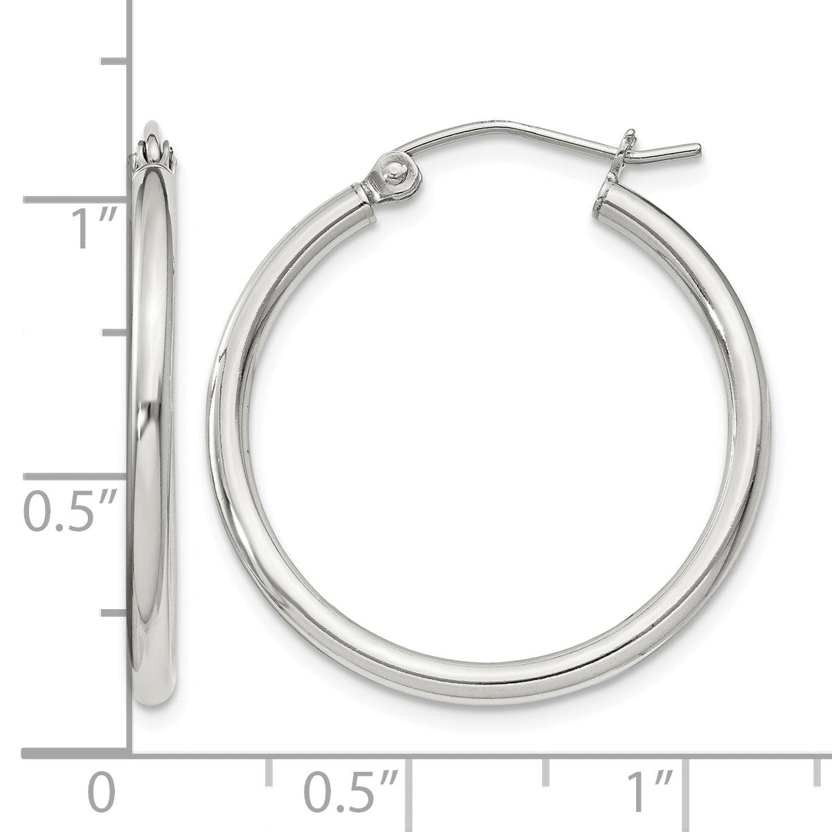 Sterling Silver 2mm Round Hoop Earrings