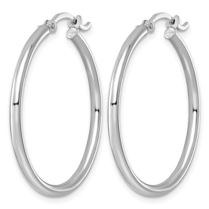 Sterling Silver Rhodium-plated 2mm Round Hoop Earrings