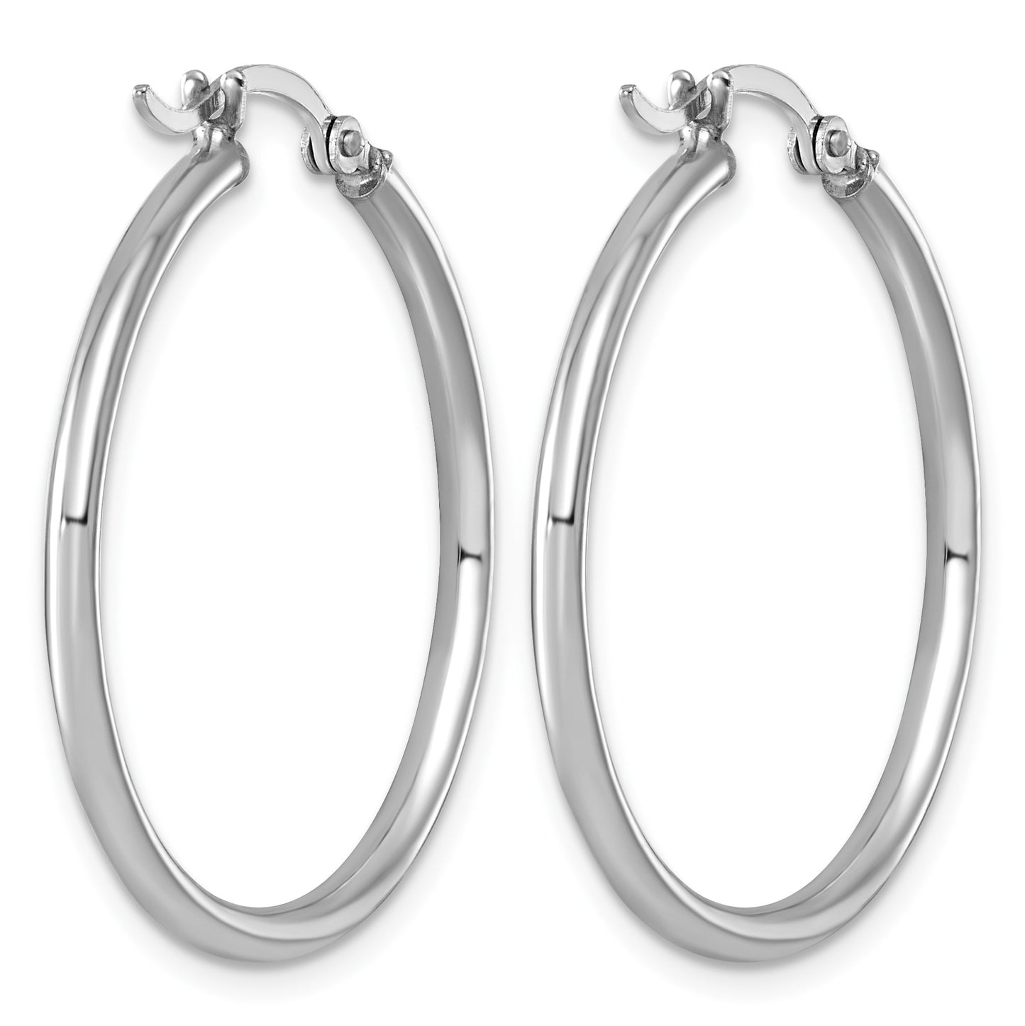 Sterling Silver Rhodium-plated 2mm Round Hoop Earrings