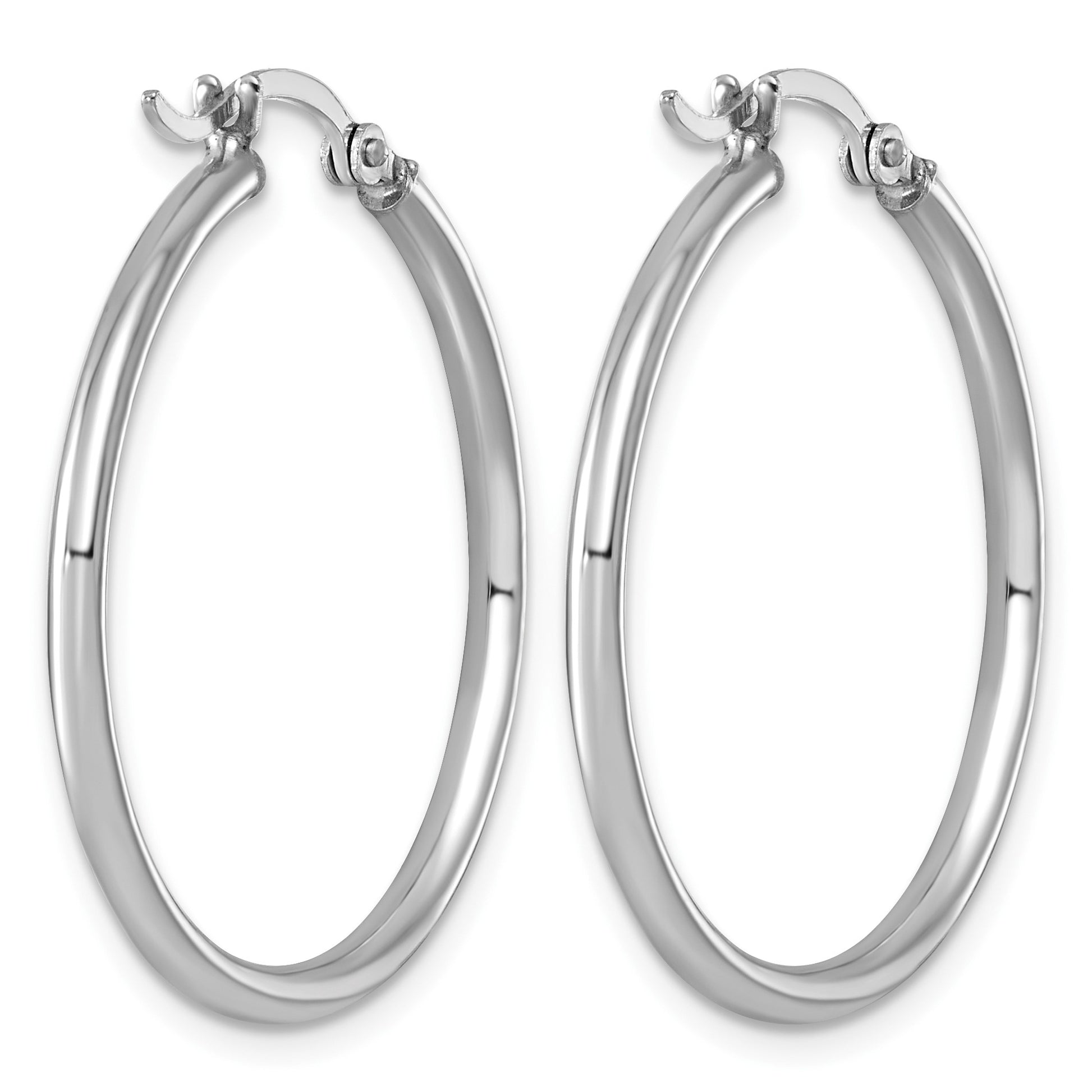 Sterling Silver Rhodium-plated 2mm Round Hoop Earrings