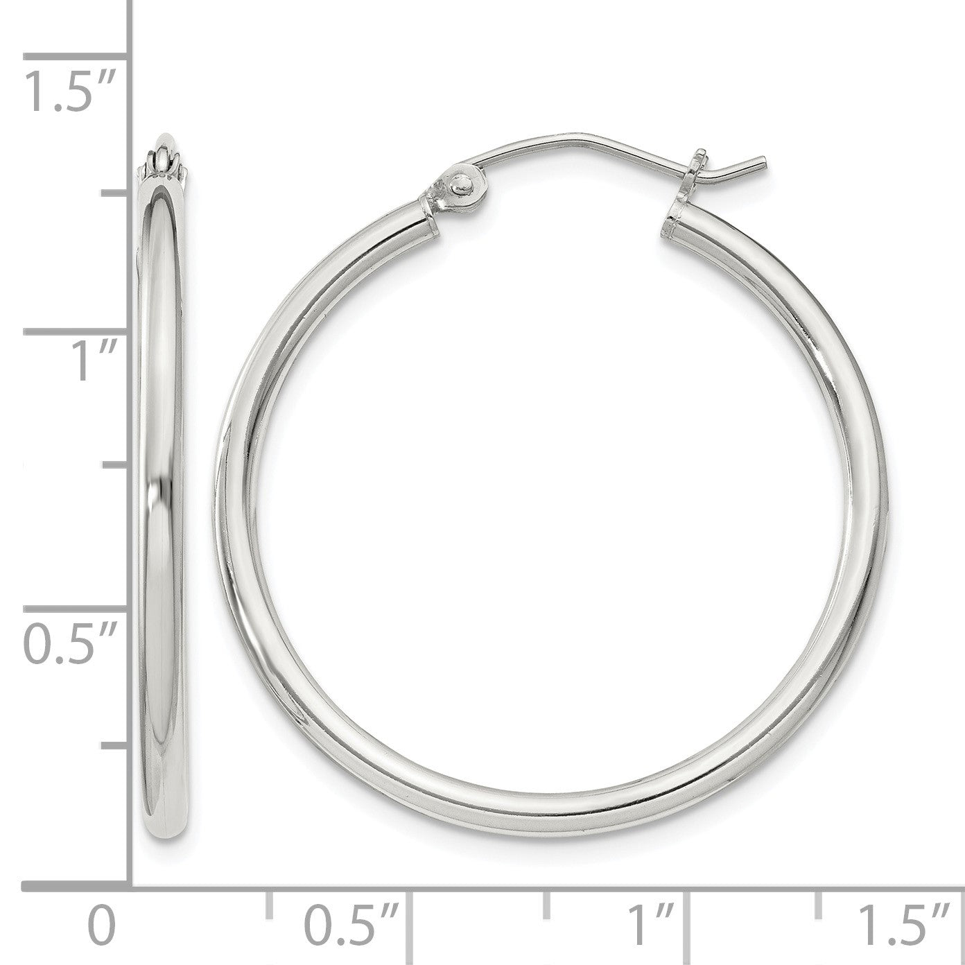 Sterling Silver 2mm Round Hoop Earrings