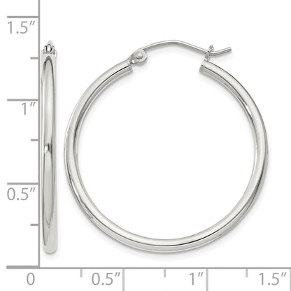 Sterling Silver 2mm Round Hoop Earrings