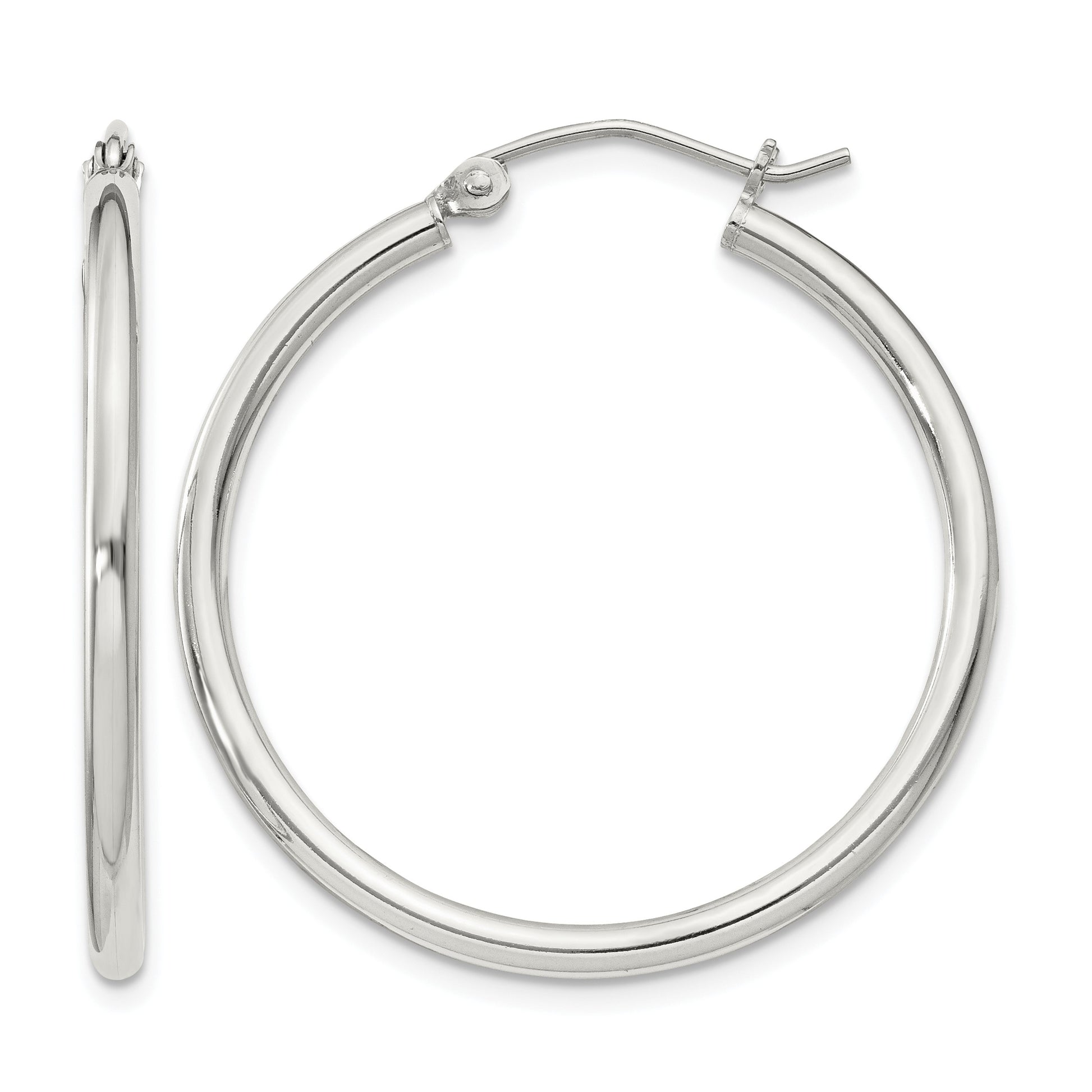 Sterling Silver 2mm Round Hoop Earrings