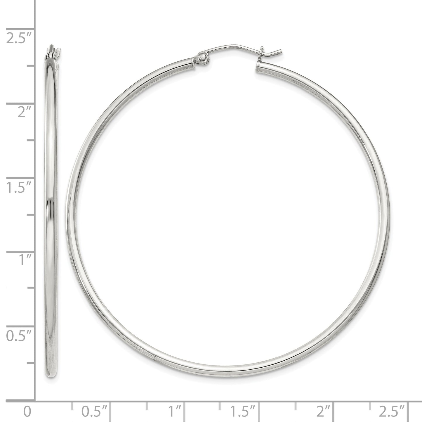 Sterling Silver 2mm Round Hoop Earrings