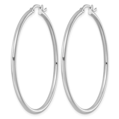 Sterling Silver Rhodium-plated 2mm Round Hoop Earrings