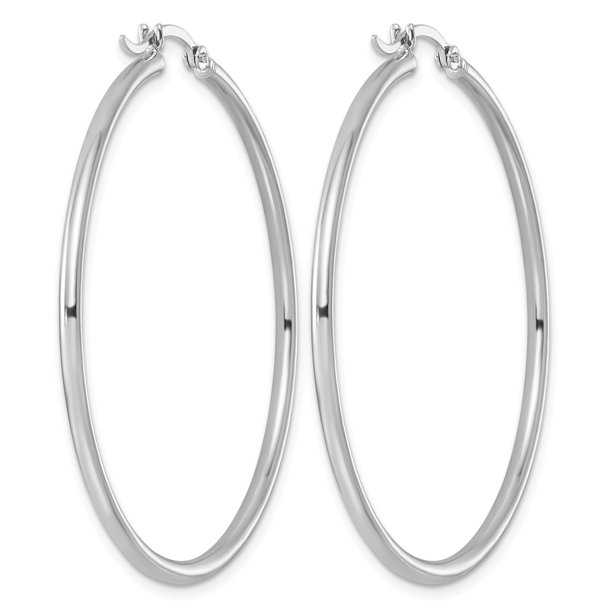 Sterling Silver Rhodium-plated 2mm Round Hoop Earrings