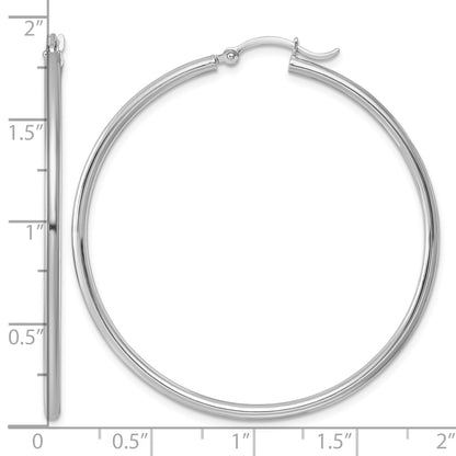 Sterling Silver Rhodium-plated 2mm Round Hoop Earrings