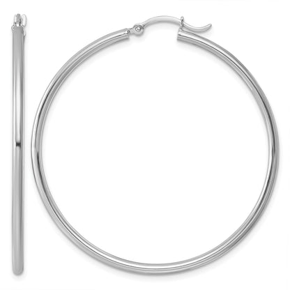 Sterling Silver Rhodium-plated 2mm Round Hoop Earrings