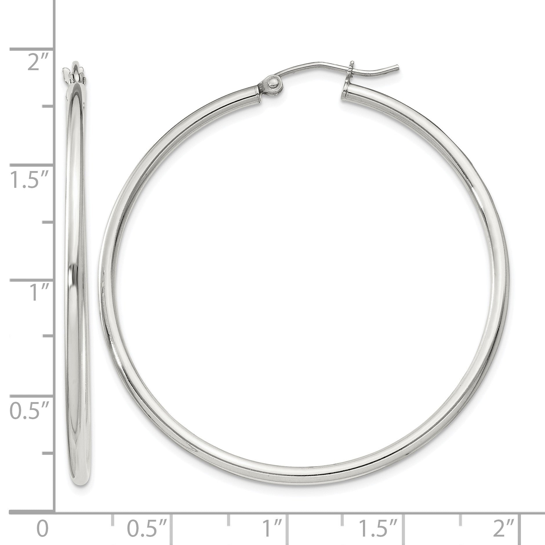 Sterling Silver 2mm Round Hoop Earrings