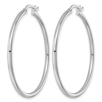 Sterling Silver Rhodium-plated 2mm Round Hoop Earrings