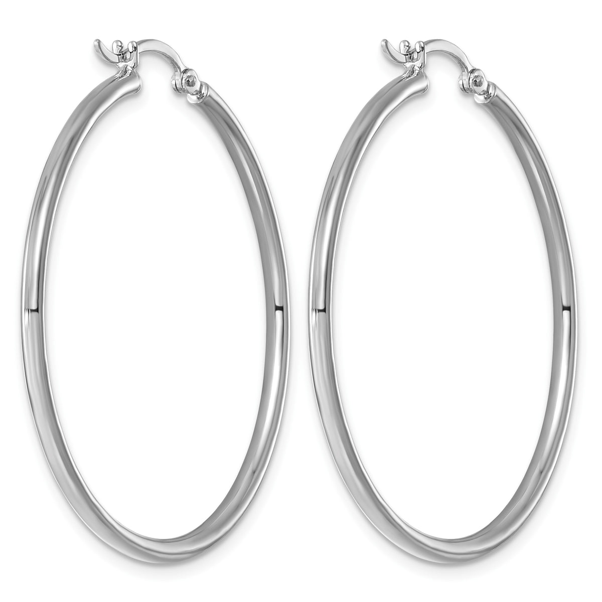Sterling Silver Rhodium-plated 2mm Round Hoop Earrings