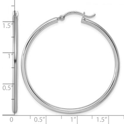 Sterling Silver Rhodium-plated 2mm Round Hoop Earrings