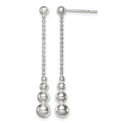 Sterling Silver Polished Teardrop & Bead Post Dangle Earrings