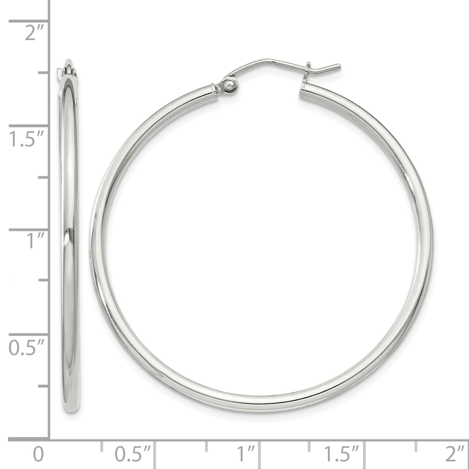 Sterling Silver 2mm Round Hoop Earrings