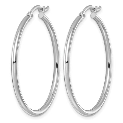Sterling Silver Rhodium-plated 2mm Round Hoop Earrings