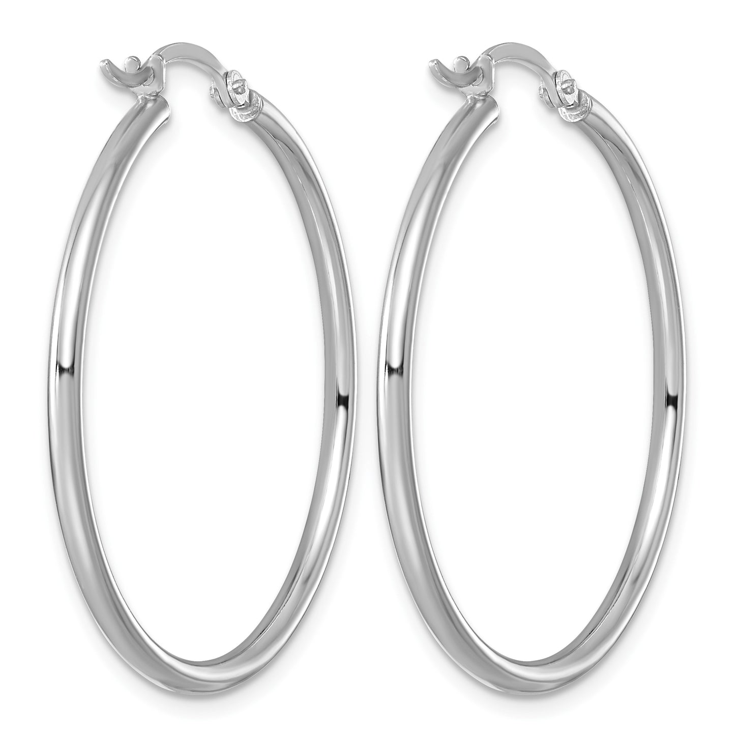 Sterling Silver Rhodium-plated 2mm Round Hoop Earrings