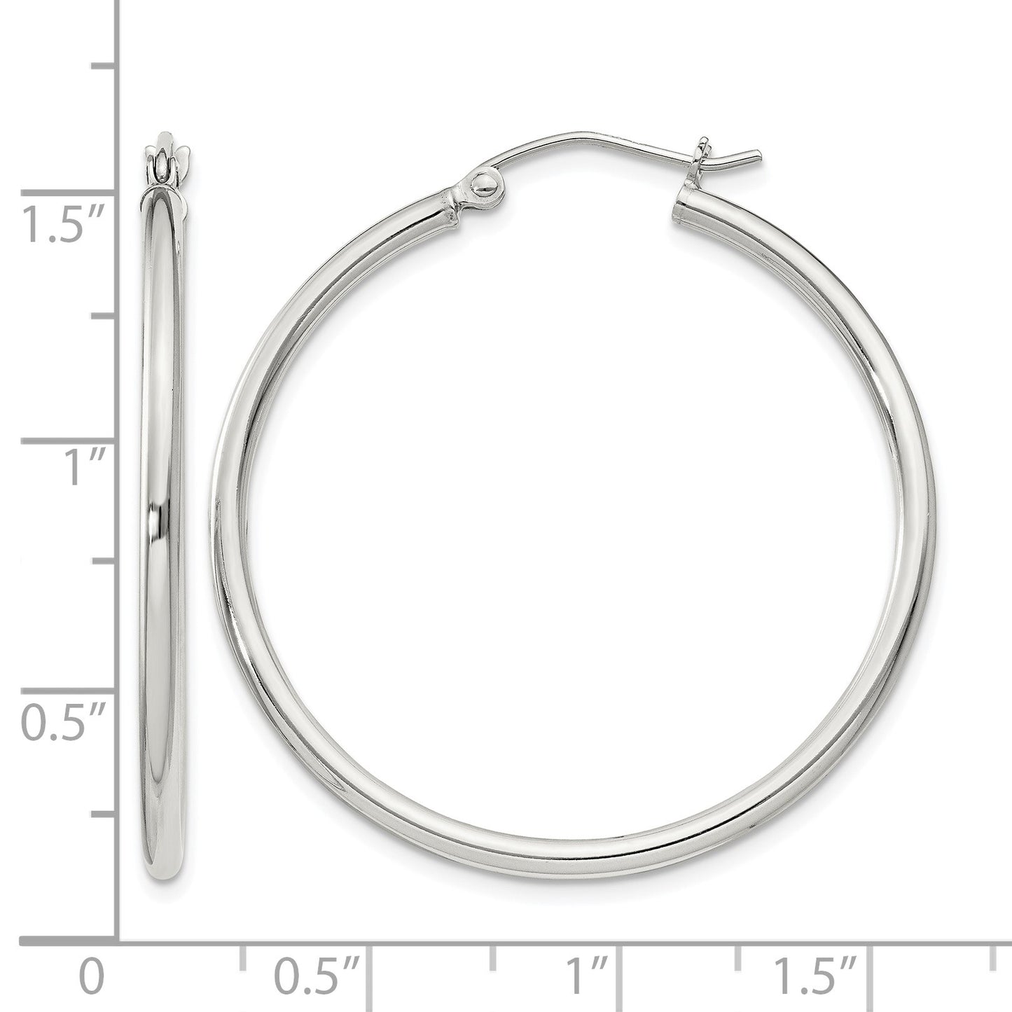 Sterling Silver 2mm Round Hoop Earrings