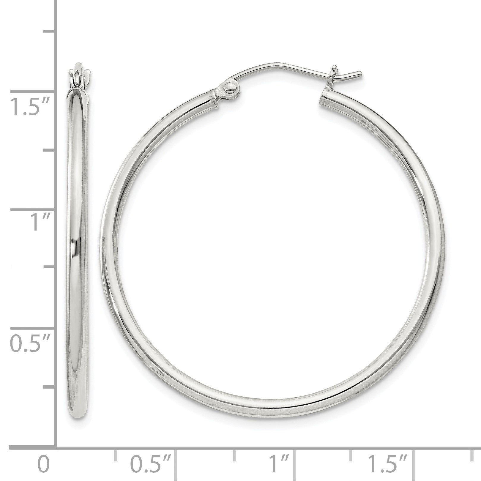 Sterling Silver 2mm Round Hoop Earrings