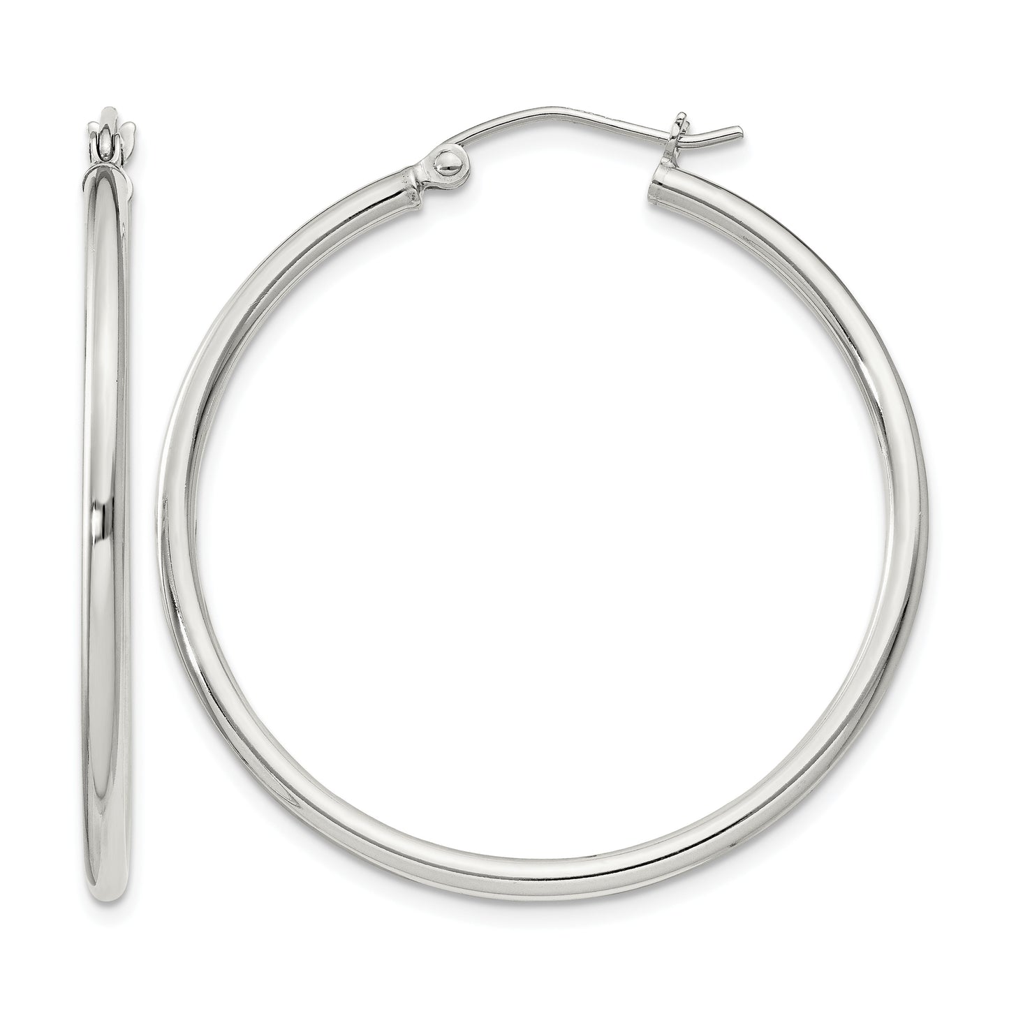 Sterling Silver 2mm Round Hoop Earrings
