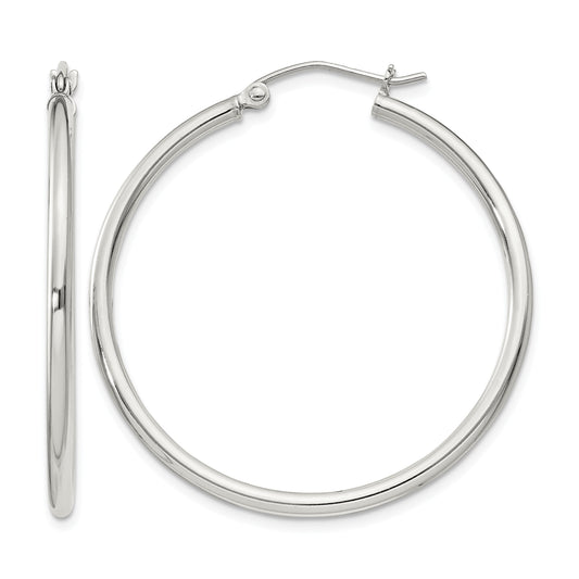 Sterling Silver 2mm Round Hoop Earrings