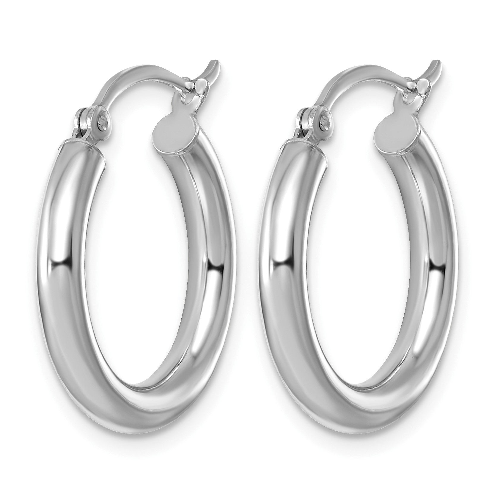 Sterling Silver Rhodium-plated 3mm Round Hoop Earrings