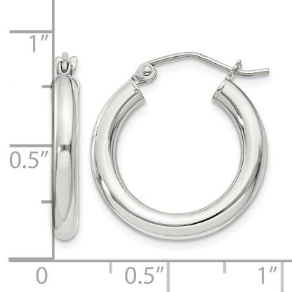Sterling Silver 3mm Round Hoop Earrings