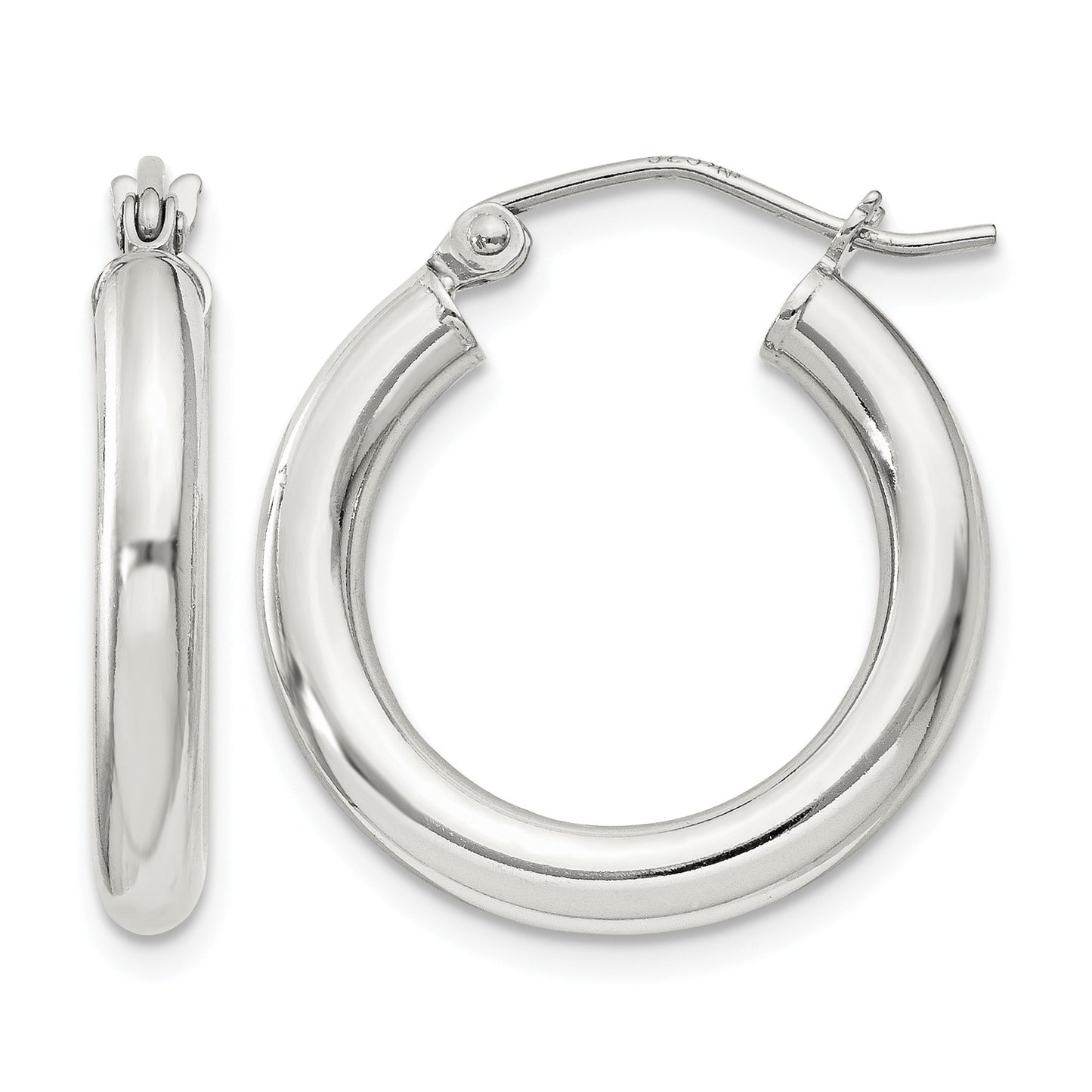 Sterling Silver 3mm Round Hoop Earrings