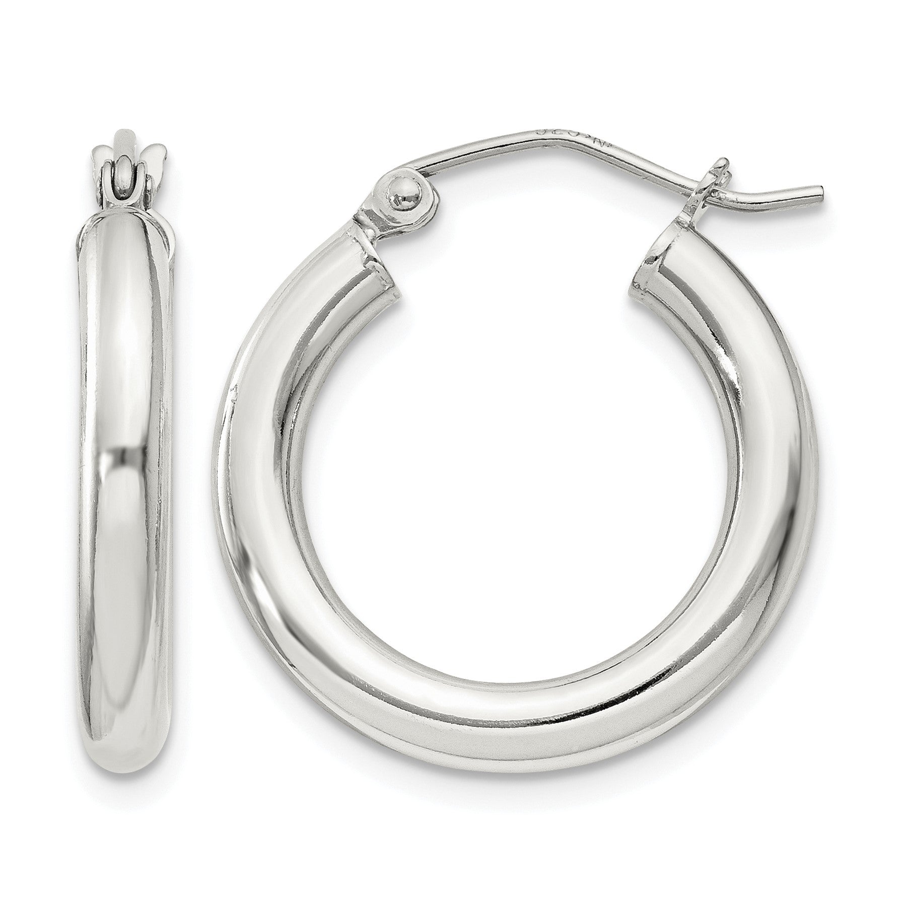 Sterling Silver 3mm Round Hoop Earrings