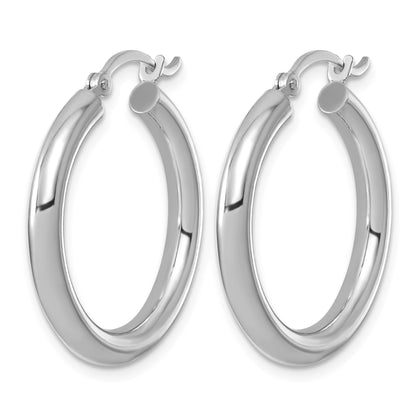 Sterling Silver Rhodium-plated 3mm Round Hoop Earrings