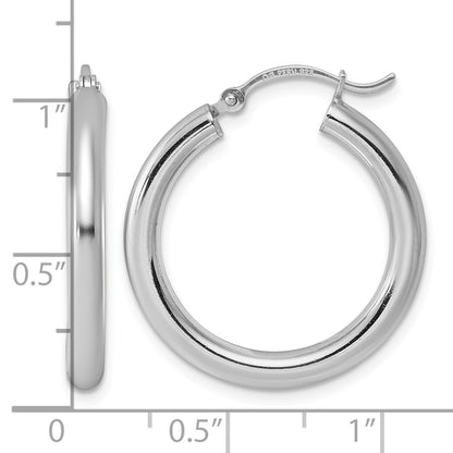 Sterling Silver Rhodium-plated 3mm Round Hoop Earrings