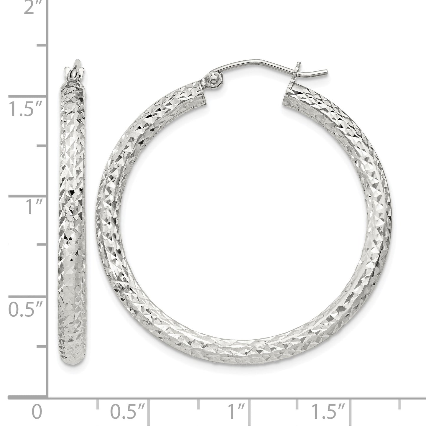 Sterling Silver D/C 3x35mm Hoop Earrings