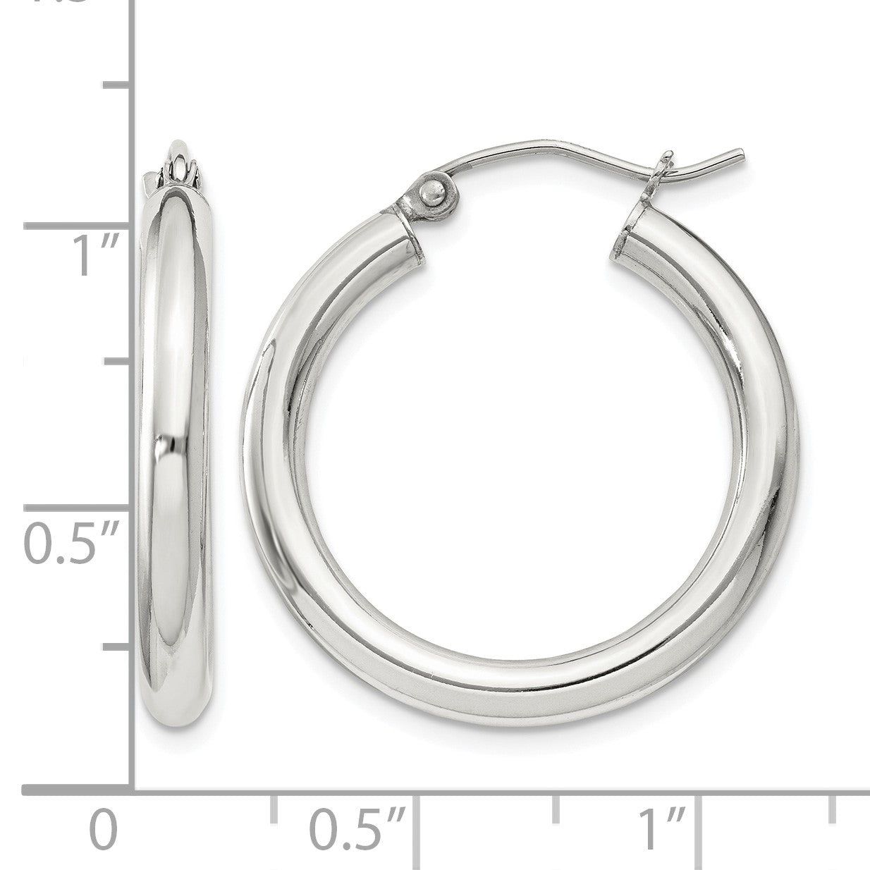Sterling Silver 3mm Round Hoop Earrings
