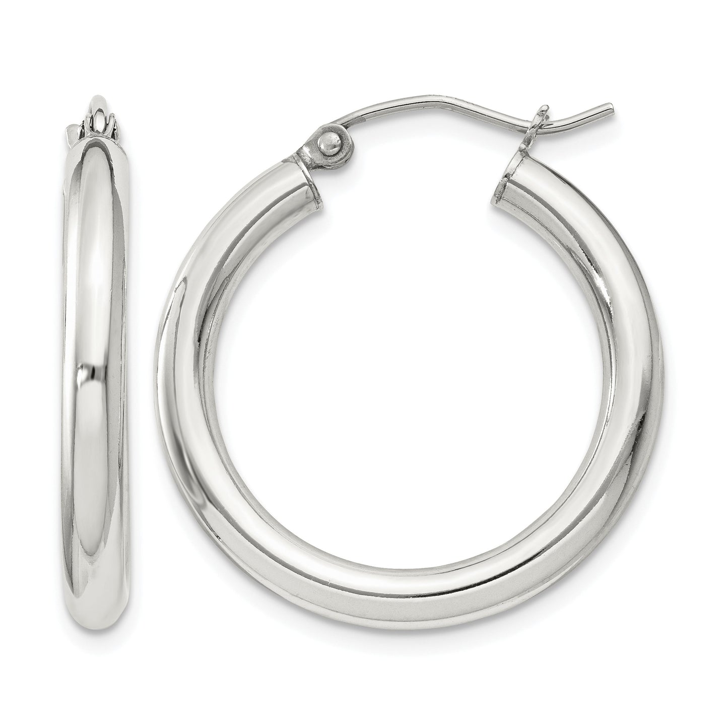 Sterling Silver 3mm Round Hoop Earrings