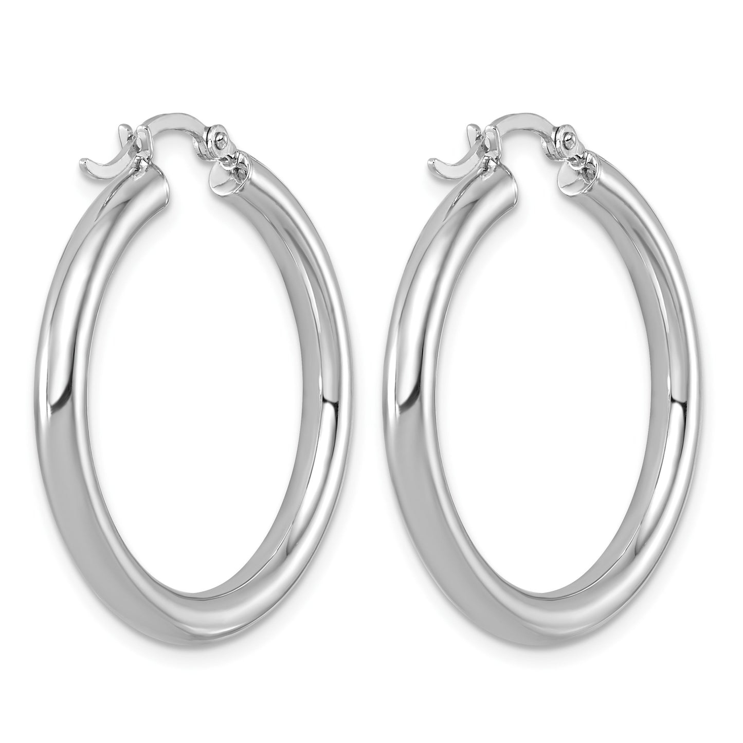 Sterling Silver Rhodium-plated 3mm Round Hoop Earrings