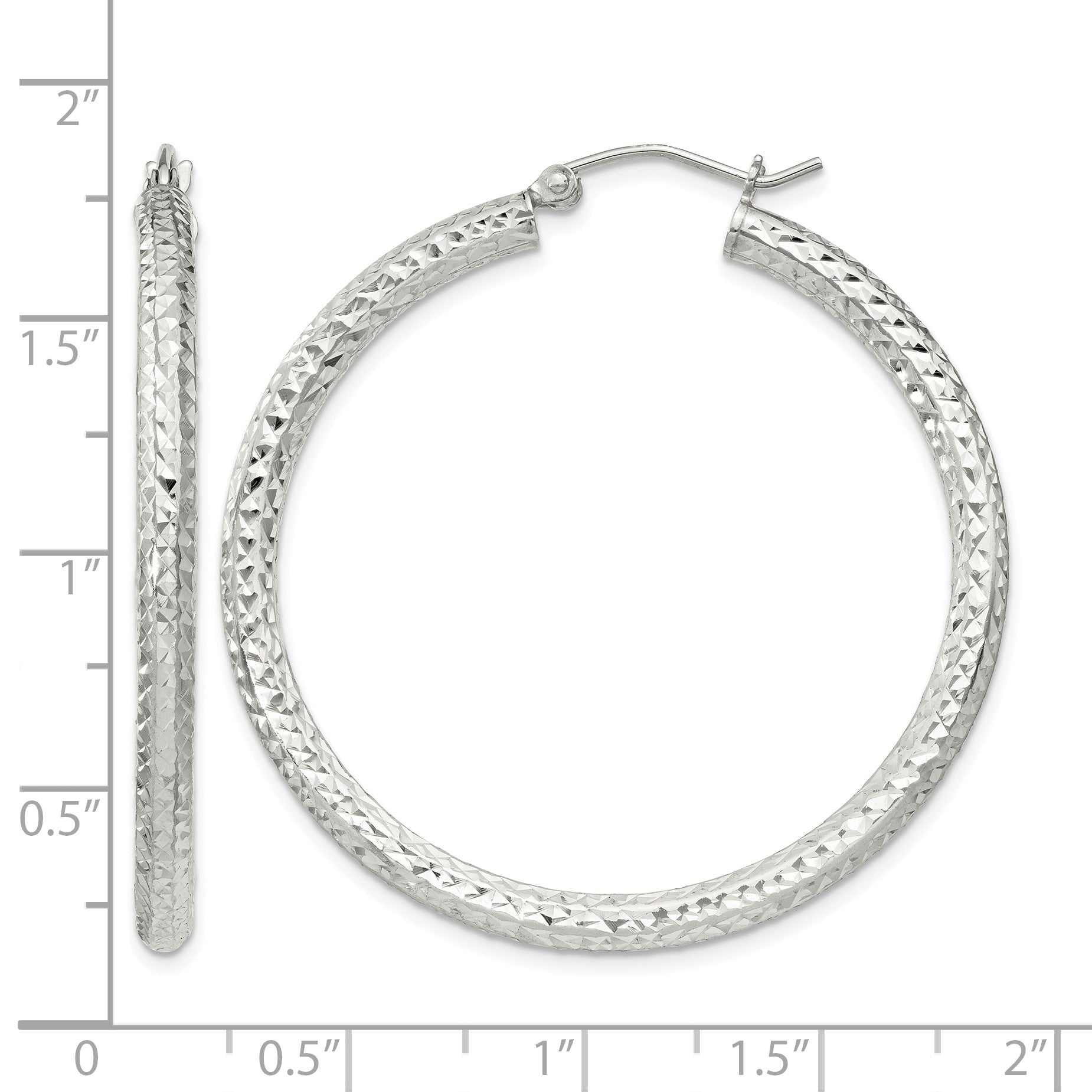 Sterling Silver D/C 3x40mm Hoop Earrings