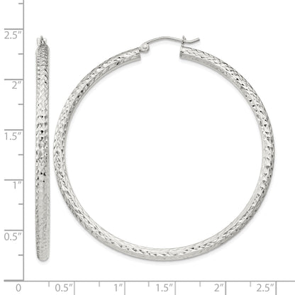 Sterling Silver D/C 3x55mm Hoop Earrings