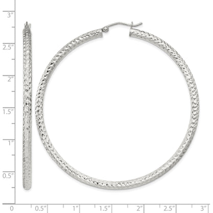 Sterling Silver D/C 3x60mm Hoop Earrings