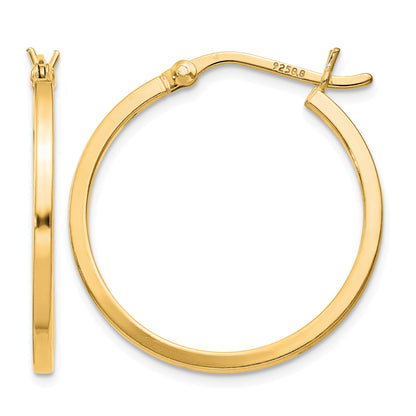 Sterling Silver Flash Gold-plated 1.5x25mm Hoop Earrings
