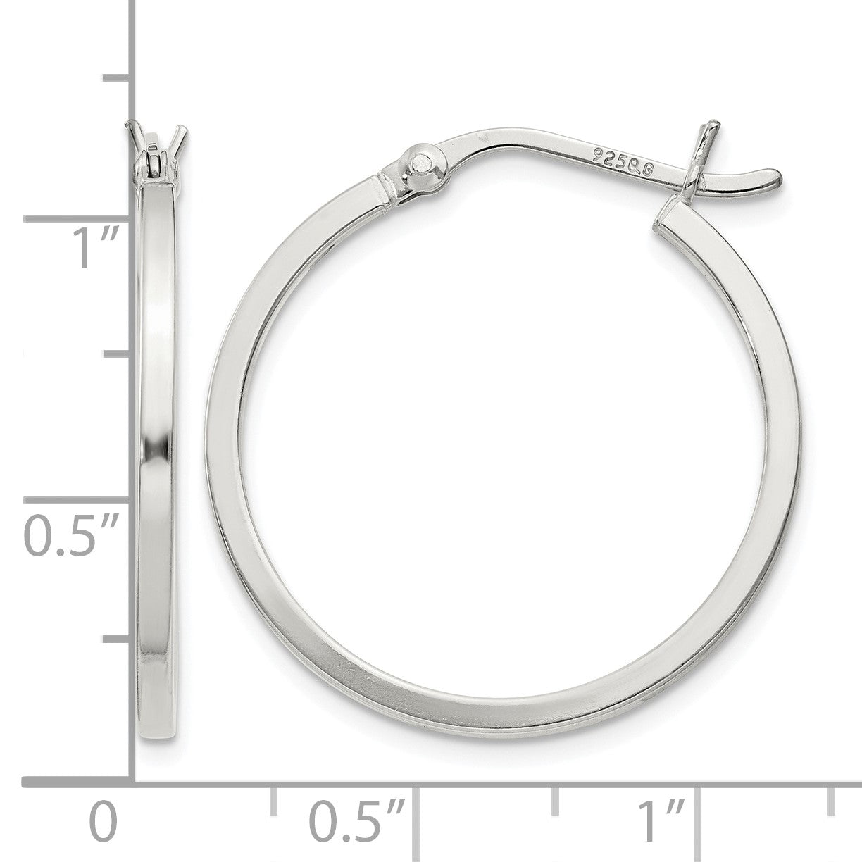 Sterling Silver 1.5x25mm Hoop Earrings