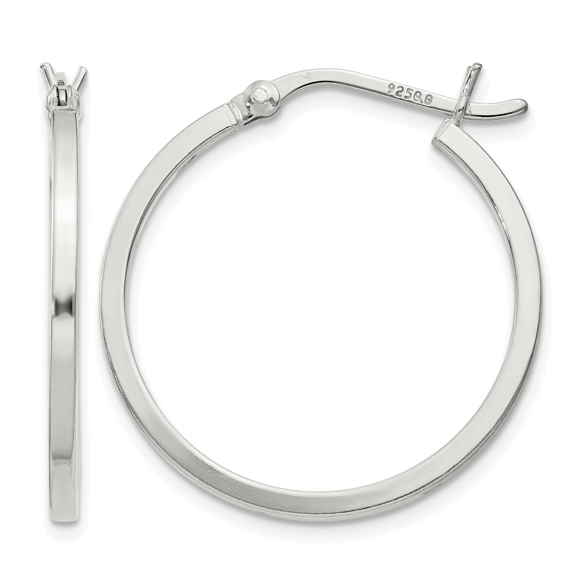 Sterling Silver 1.5x25mm Hoop Earrings