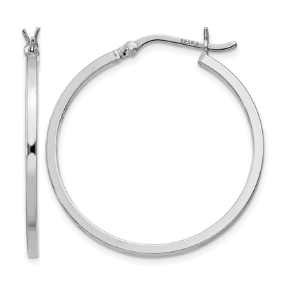Sterling Silver Rhodium-plated 1.5x30mm Hoop Earrings