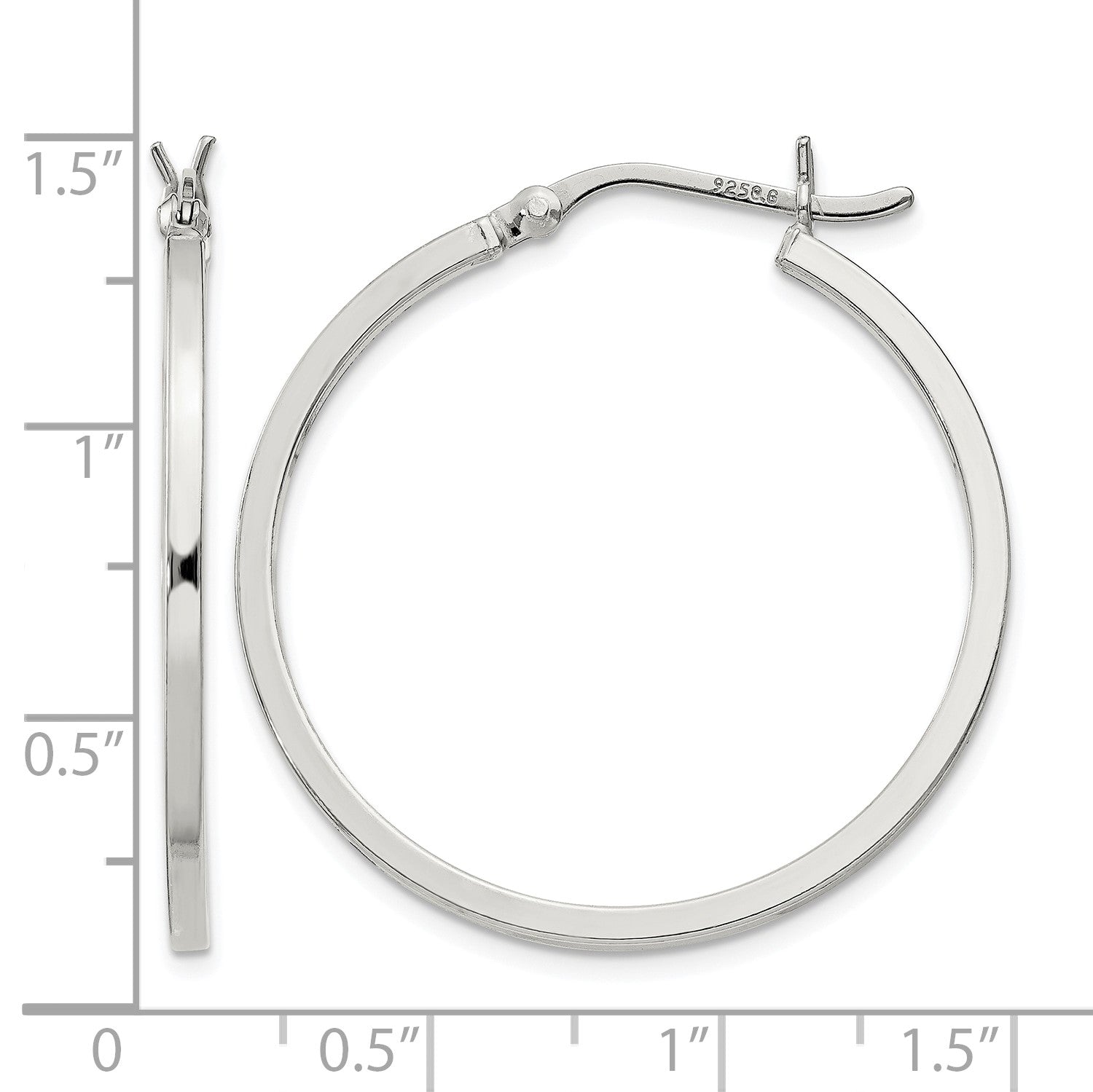 Sterling Silver 1.5x30mm Hoop Earrings